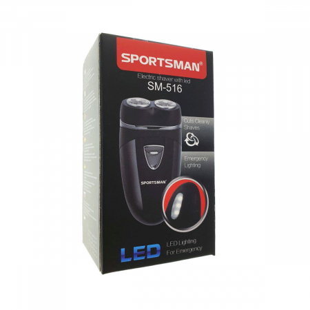 Aparat de ras electric,Sportsman SM-516,cu baterii AA si lanterna 3 led,negru [8]