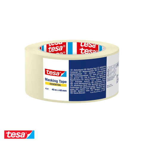 Bricolaj - Banda adeziva de mascare Tesa, hartie creponata cu adeziv cauciuc natural, 48mm x 45m, pentru interior