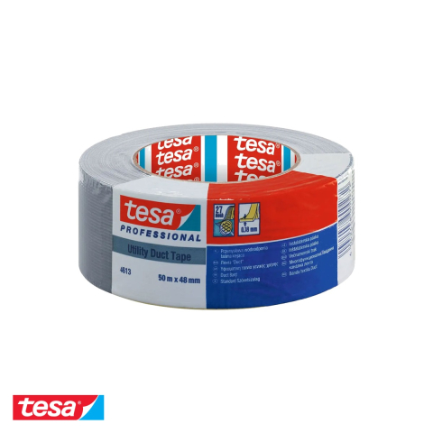 Bricolaj - Banda adeziva duct tape Tesa 4613, argintie, rezistenta la apa, 48mm x 50m, uz industrial