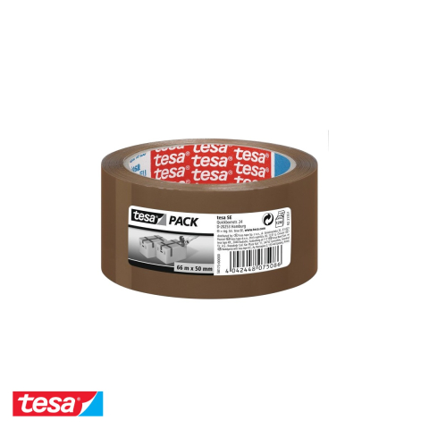 Bricolaj - Banda adeziva maro Tesa, folie polipropilena 25 microni, adeziv cauciuc sintetic, sigilare cutii carton, 66m x 48mm