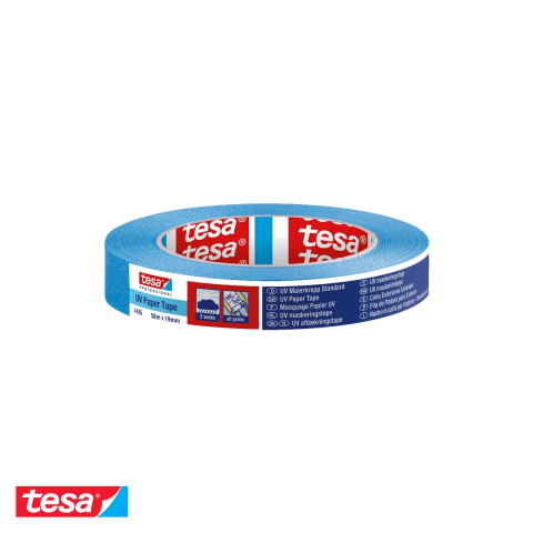 Bricolaj - Banda adeziva mascare Tesa 4435, rezistenta UV pentru exterior, 19mm x 50m, albastra