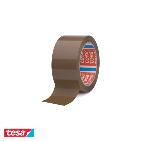 Bricolaj - Banda adeziva pentru ambalare Tesa, polipropilena 25 microni cu adeziv cauciuc sintetic, 66m x 75mm, pentru sigilare manuala si automata cutii carton