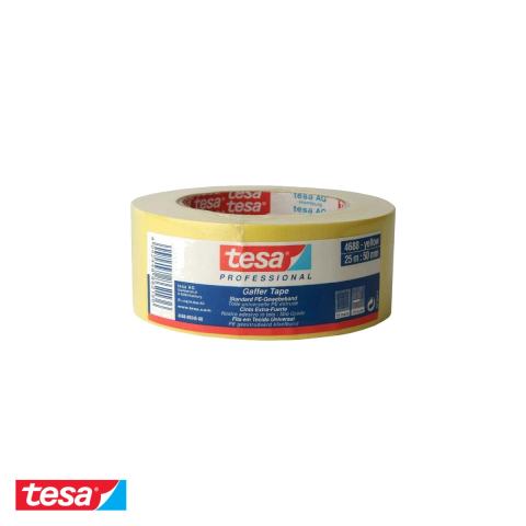 Bricolaj - Banda adeziva textila galbena Tesa 4688, impermeabila, 50mm x 25m, pentru ambalare si reparatii