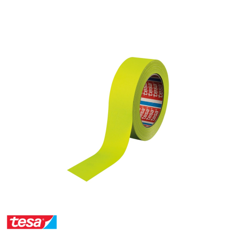 Bricolaj - Banda adeziva textila Tesa 4671, galben neon, 25m x 25mm, pentru marcare si ambalare