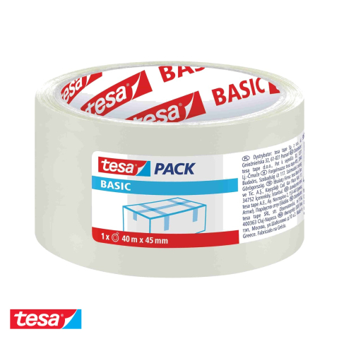 Bricolaj - Banda adeziva transparenta Tesa, acril, rezistenta UV, pentru ambalare cutii si cartoane, 45mm x 40m