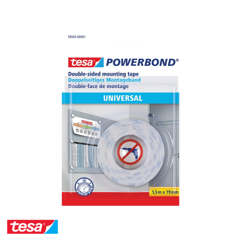 Bricolaj - Banda dublu adeziva buretata Tesa Powerbond, fixare permanenta obiecte usoare, uz interior, 1.5m x 19mm