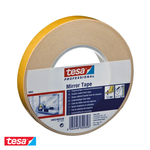 Bricolaj - Banda dublu adeziva buretata Tesa, suport spuma polietilena, adeziv acrilic, 50 m x 25 mm, interior si exterior