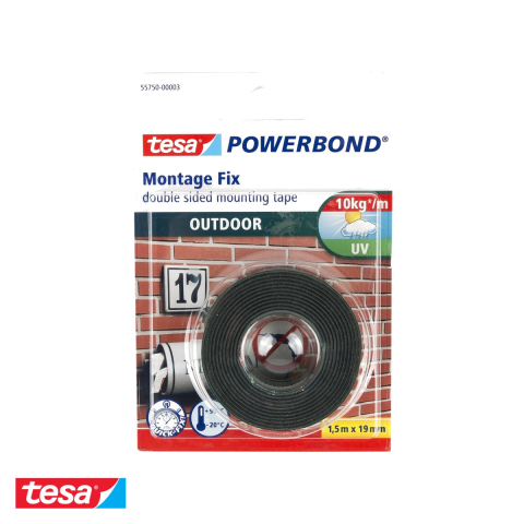 Bricolaj - Banda dublu adeziva exterior Tesa Powerbond, transparenta, rezistenta la apa si UV, 19mm x 1.5m