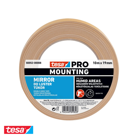 Bricolaj - Banda dublu adeziva Tesa 66952, 19mm x 10m, pentru montaj oglinzi fara gaurire