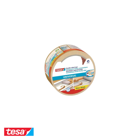 Bricolaj - Banda dublu adeziva Tesa, suport polipropilenic, adeziv din cauciuc sintetic, 50 mm x 10 m, pentru covoare si materiale diverse