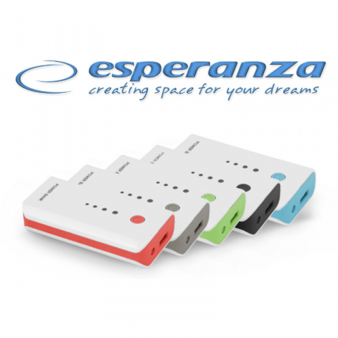 Baterie externa, Esperanza Electron EMP104WE, 5200mAh, lanterna integrata, port-uri 1 x USB Tip A si 1 x MicroUSB DC, cablu alimentare inclus, alb cu gri [14]