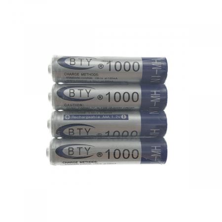 Baterii reancarcabile BTY AAA R03, 1.2V, 1000mAh Ni-MH,set 4 bucati (pret/set) [4]