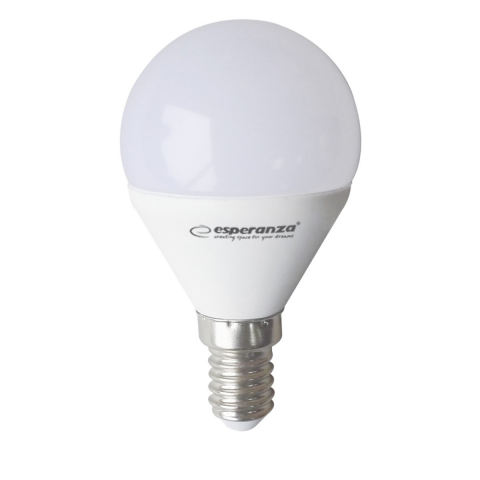 E14 lumina naturala - Bec LED clasic E14 G45, Esperanza ELL152, 6W, 3000K, 580lm, 220V, clasa energetica A+, lumina alba naturala