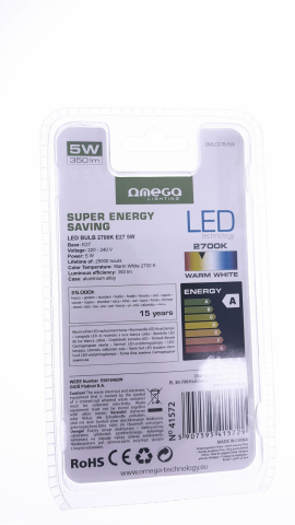 Bec Led Omega 41572 bulb,2700K E27 5W,350lm,lumina calda,carcasa aluminiu [4]