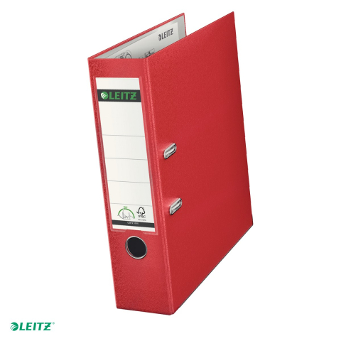 Bibliorafturi - Biblioraft Leitz 180°, PP, A4, 80 mm, capacitate 600 coli (hartie de 80g), pentru arhivare, rosu