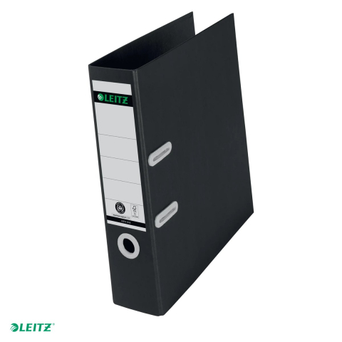 Bibliorafturi - Biblioraft Leitz 180° Recycle, carton, A4, 80 mm, capacitate 600 coli (80 g/mp), negru