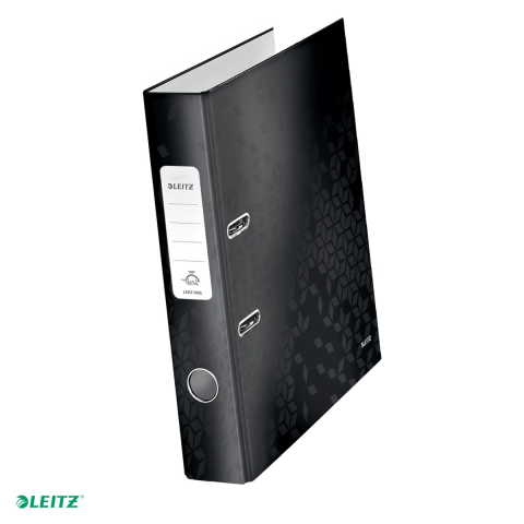 Bibliorafturi - Biblioraft Leitz 180° WOW, carton laminat, A4, 52 mm, capacitate 350 coli (80 g/mp), negru