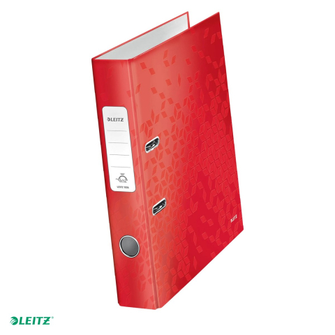 Bibliorafturi - Biblioraft Leitz 180° WOW, carton laminat, A4, 52 mm, capacitate 350 coli (80 g/mp), rosu