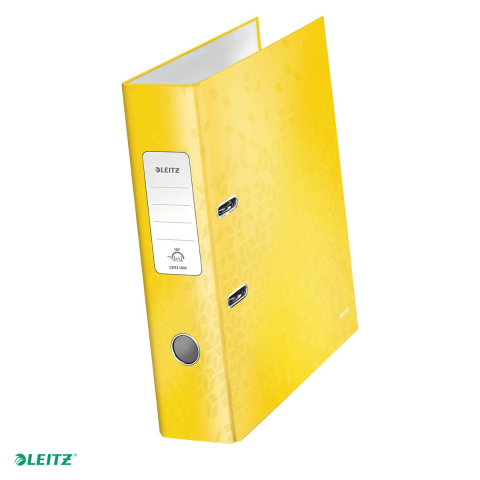 Bibliorafturi - Biblioraft Leitz 180° WOW, carton laminat, A4, 80 mm, capacitate 600 coli (80 g/mp), galben