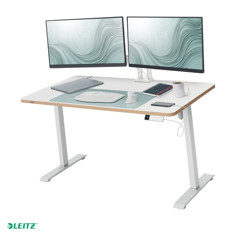 Produse ergonomice - Birou ergonomic Leitz, reglabil electric pe inaltime 72-118 cm, blat 120x70 cm, alb