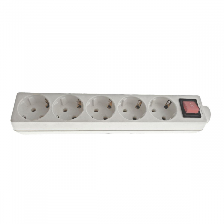 Adaptoare priza - Bloc 5 prize schuko, NS16A, cu intrerupator si protectie, fara fir, alb