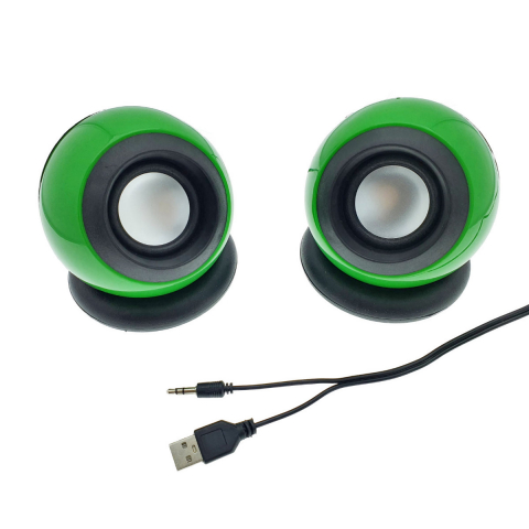 Boxe - Boxe stereo 2.0, design Globe, 2x 3W, alimentare USB, conectare jack 3.5mm, verzi