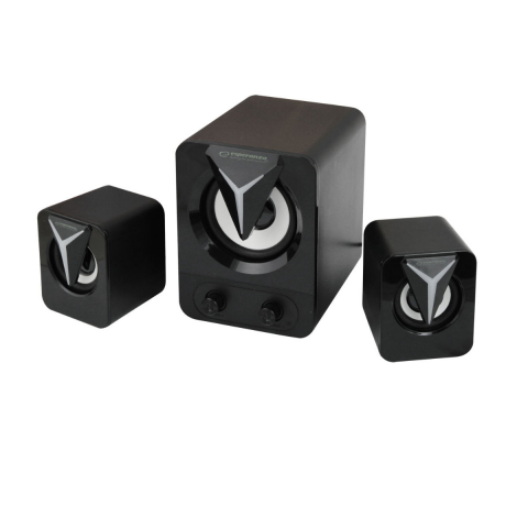 Boxe stereo 2.1, 10W, conectare jack 3.5mm, alimentare USB, Esperanza Rainbow Soprano 95857, iluminare RGB, negre [2]