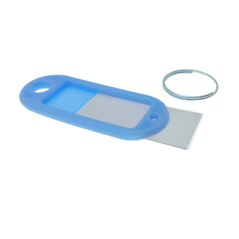 Breloc albastru deschis cu eticheta identificare si inel de prindere, Key Ring Tag, 52 x 22 mm, din plastic [3]