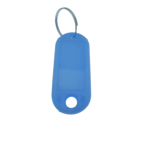 Breloc albastru deschis cu eticheta identificare si inel de prindere, Key Ring Tag, 52 x 22 mm, din plastic [13]