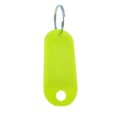 Breloc galben neon cu eticheta identificare si inel de prindere, Key Ring Tag, 52 x 22 mm, din plastic [4]