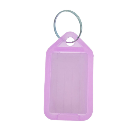 Breloc mov, 55 x 30 mm, cu eticheta identificare si inel de prindere, Key Ring Tag, din plastic [3]