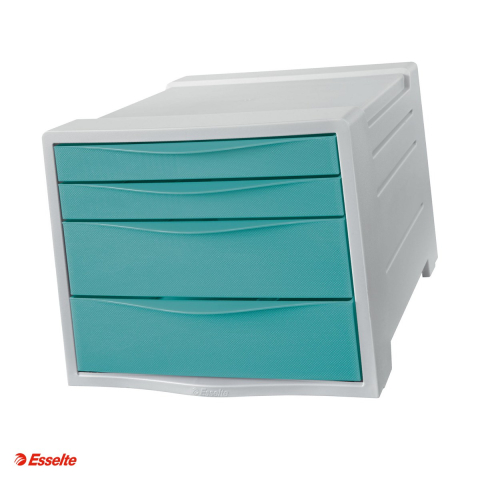 Suporturi pentru documente - Cabinet cu sertare Esselte Colour'Breeze, 4 sertare, PS, A4, pentru arhivare, albastru
