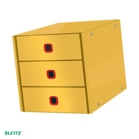 Cutii depozitare - Cabinet cu sertare Leitz Cosy Click & Store, 3 sertare, carton laminat, A4, galben Chihlimbar