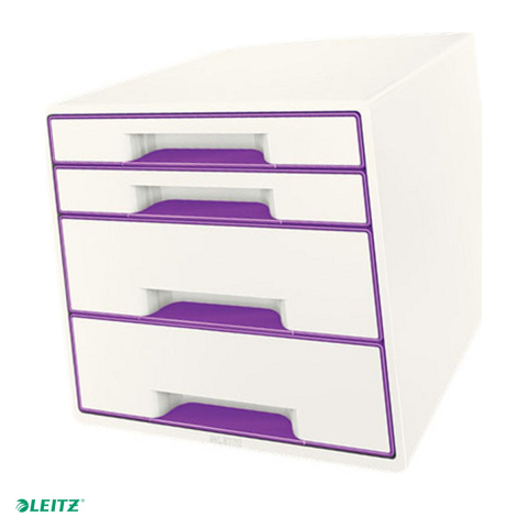 Suporturi pentru documente - Cabinet cu sertare Leitz WOW, 4 sertare, mov