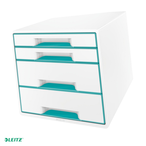 Birotica papetarie - Cabinet cu sertare Leitz WOW, 4 sertare, turcoaz