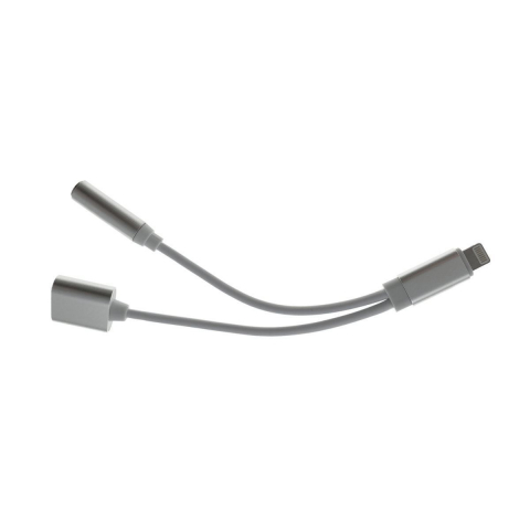 Cablu adaptor 2in1 lightning la jack 3.5mm si incarcare lightning, lungime 12cm [5]