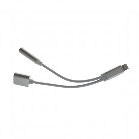 Adaptoare diverse - Cablu adaptor 2in1 lightning la jack 3.5mm si incarcare lightning, lungime 12cm