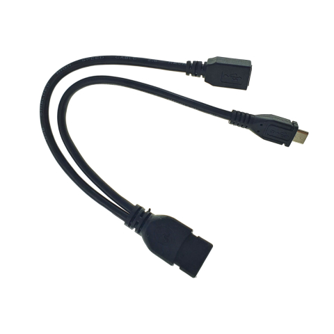 Cablu adaptor OTG , Cablexpert 06730, USB 2.0 mama la microUSB 2.0 tata si microUSB 2.0 mama, lungime 15cm, negru [7]