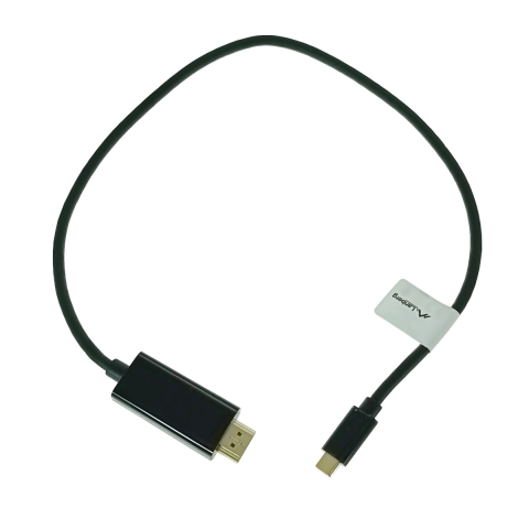 Cablu HDMI - Cablu adaptor USB-C tata la HDMI tata, USB 3.2 gen.2, HDMI 2.0, Lanberg 43675, FHD-144Hz, 4K-60Hz, 18Gb/s, 50cm, negru