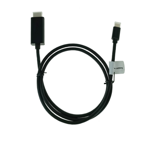 Cablu adaptor USB-C tata la HDMI tata, USB 3.2 gen.2, HDMI 2.0, Lanberg 43676, FHD-144Hz, 4K-60Hz, 18Gb/s, 100cm, negru [1]