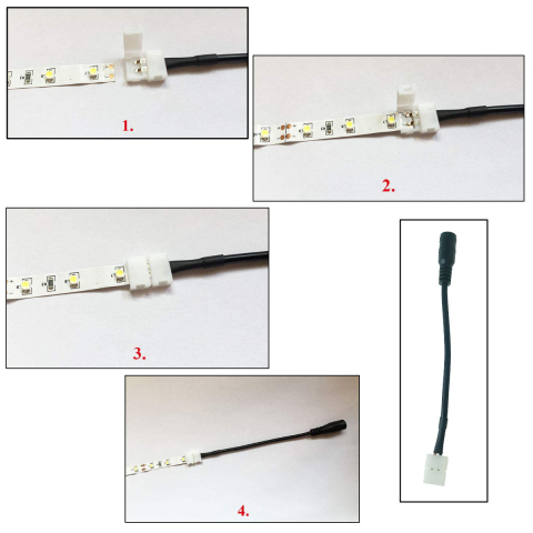 Cablu alimentare benzi Led 8mm, cu conector 2.1/5.5mm mama la conexiune 2 pini, lungime 15cm, negru [3]
