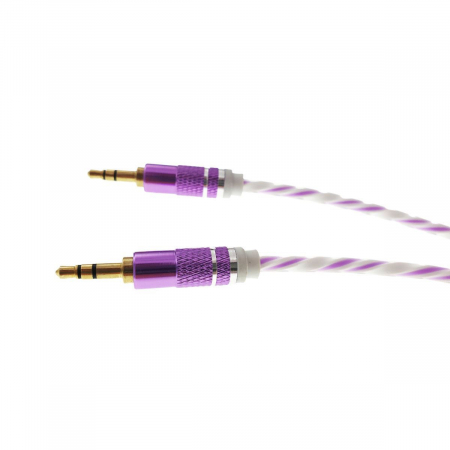 Cablu Audio jack 3.5mm tata - jack 3.5mm tata,stereo,1m,siliconic,alb cu mov [3]