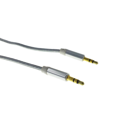 Cablu audio jack 3.5mm tata la jack 3.5mm tata, stereo, 100cm, invelis textil, argintiu [5]