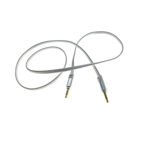 Cablu Audio jack 3.5mm tata la jack 3.5mm tata, stereo, 90cm, siliconic plat, alb [2]