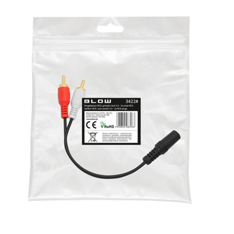 Cablu audio splitter stereo jack 3.5mm mama la 2 X RCA tata, Blow, lungime 20 cm, negru [2]