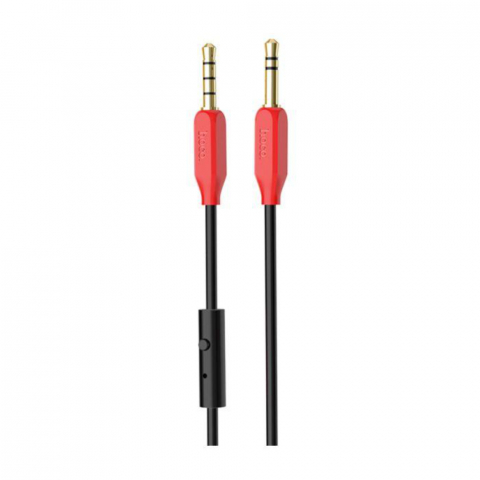 Cablu audio stereo cu microfon, lungime 1 m, Hoco UPA12 AUX, conectori jack 3.5mm tata cu 4 pini si 3 pini, negru [1]