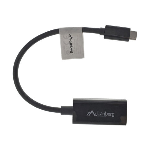 Cablu convertor cu adaptor, Lanberg 41849, conector USB 3.1 tip C tata la DisplayPort mama, lungime 15cm, negru [3]