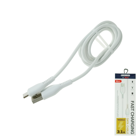 Cablu cu conectori USB-A tata la microUSB tata, 3.1A, lungime 100cm, Jellico KDS-30 64120, incarcare, transfer date, alb [2]