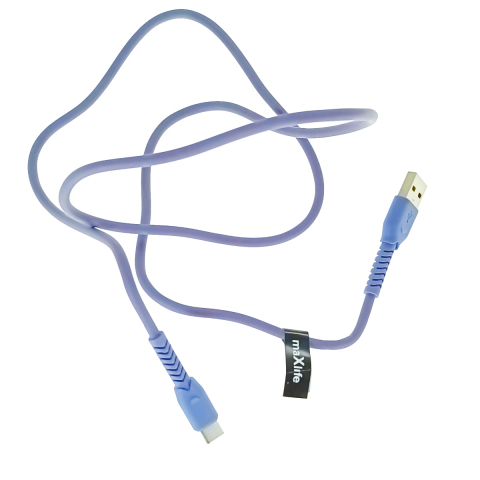 Cabluri USB tip C - Cablu cu conectori USB-A tata la USB-C tata, Maxlife 75816, incarcare, transfer date, 3A, lungime 100cm, violet