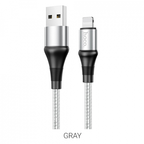Cablu cu conectori USB tata la tip Lightning tata, HOCO X50 Excellent, 2.4 A, lungime 1m, gri [1]